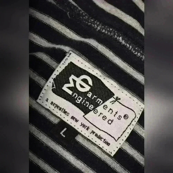 ENGINEERED  GARMENTS Blue Grey Cotton Shawl Collar Nautical Cardigan Small USA - Picture 6 of 10